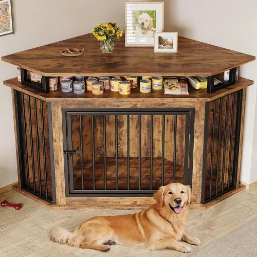 51" Corner Wooden Dog Crate