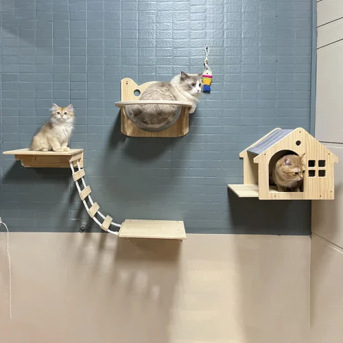 1pc Wall Mounted Cat Climbing Floating Shelfs