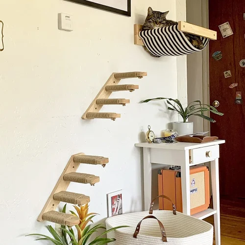 3Pcs Cat Hammock with Four Step Sisal Stairways